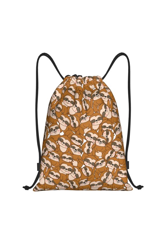 Drawstring Backpack - Monkey Sloth Splash Proof Small Drawstring Gym Bag for Women Men, Cinch Sports String Bag Backpack for Travel Swimming Beach