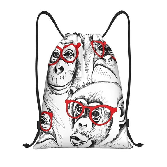 Drawstring Backpack - Monkey Splash Proof Small Drawstring Gym Bag for Women Men, Cinch Sports String Bag Backpack for Travel Swimming Beach
