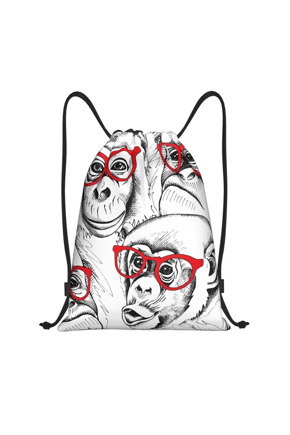 Drawstring Backpack - Monkey Splash Proof Small Drawstring Gym Bag for Women Men, Cinch Sports String Bag Backpack for Travel Swimming Beach