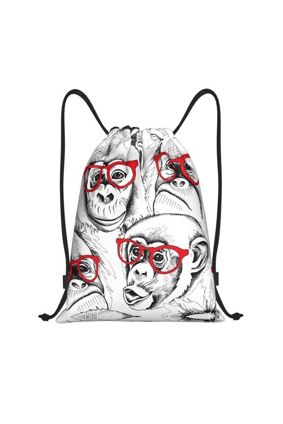 Drawstring Backpack - Monkey Splash Proof Small Drawstring Gym Bag for Women Men, Cinch Sports String Bag Backpack for Travel Swimming Beach