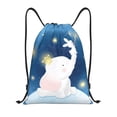 thumbnail image 1 of Drawstring Backpack - Moon Cute Elephant Little Bunny Splash Proof Small Drawstring Gym Bag for Women Men, Cinch Sports String Bag Backpack for Travel Swimming Beach, 1 of 8