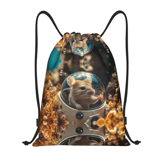 Drawstring Backpack - Mouse Submarine Coral Adventure Splash Proof Small Drawstring Gym Bag for Women Men, Cinch Sports String Bag Backpack for Travel Swimming Beach