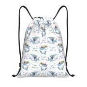 Drawstring Backpack - Music shark Splash Proof Small Drawstring Gym Bag for Women Men, Cinch Sports String Bag Backpack for Travel Swimming Beach