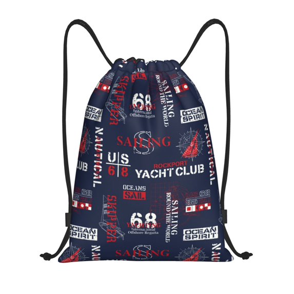 Drawstring Backpack - Nautical Style Sailboat Splash Proof Small ...