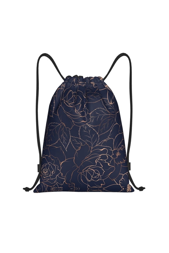 Drawstring Backpack - Navy Dark Blue Splash Proof Small Drawstring Gym Bag for Women Men, Cinch Sports String Bag Backpack for Travel Swimming Beach
