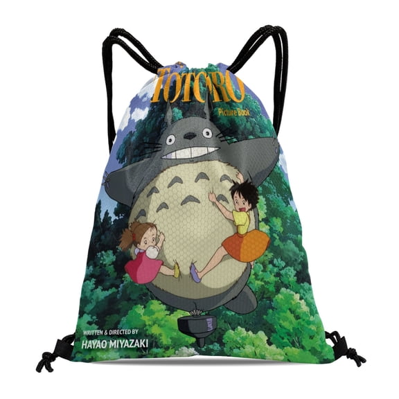 Drawstring Backpack for My Neighbor Totoro Drawstring Pocket Adults Women Men Party Favor Bags Sports for Gym Travel Swimming Hiking Camping Tote Bag 11.8  15.7 in