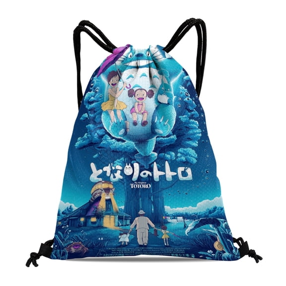 Drawstring Backpack for My Neighbor Totoro Sackpack Adults Women Men Party Favor Bags Sports for Gym Travel Swimming Hiking Camping Tote Bag 11.8  15.7 in