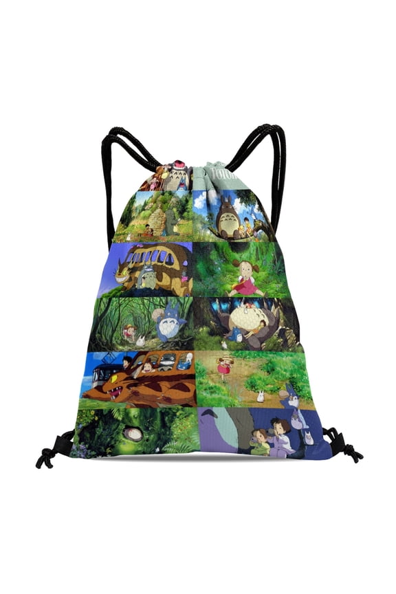Drawstring Backpack for My Neighbor Totoro Sackpack Adults Women Men Party Favor Bags Sports for Swimming Gym Travel Hiking Camping Tote Bag 11.8  15.7 in