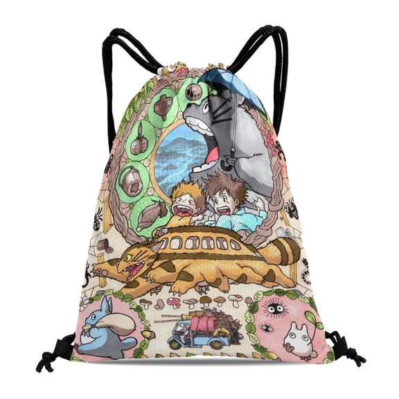 Drawstring Backpack for My Neighbor Totoro Sackpack Women Men Adults Party Favor Bags Sports for Gym Travel Swimming Hiking Camping Tote Bag 11.8  15.7 in