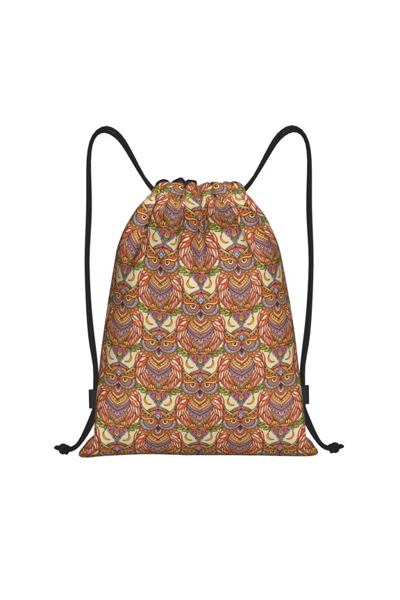 Drawstring Backpack - Owl Mandala Splash Proof Small Drawstring Gym Bag for Women Men, Cinch Sports String Bag Backpack for Travel Swimming Beach