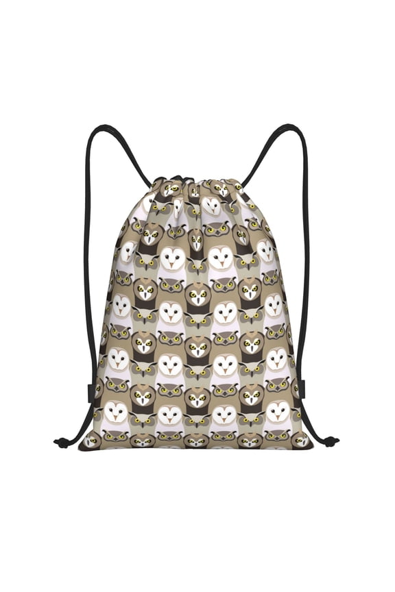 Drawstring Backpack - Owl Pattern Print Splash Proof Small Drawstring Gym Bag for Women Men, Cinch Sports String Bag Backpack for Travel Swimming Beach