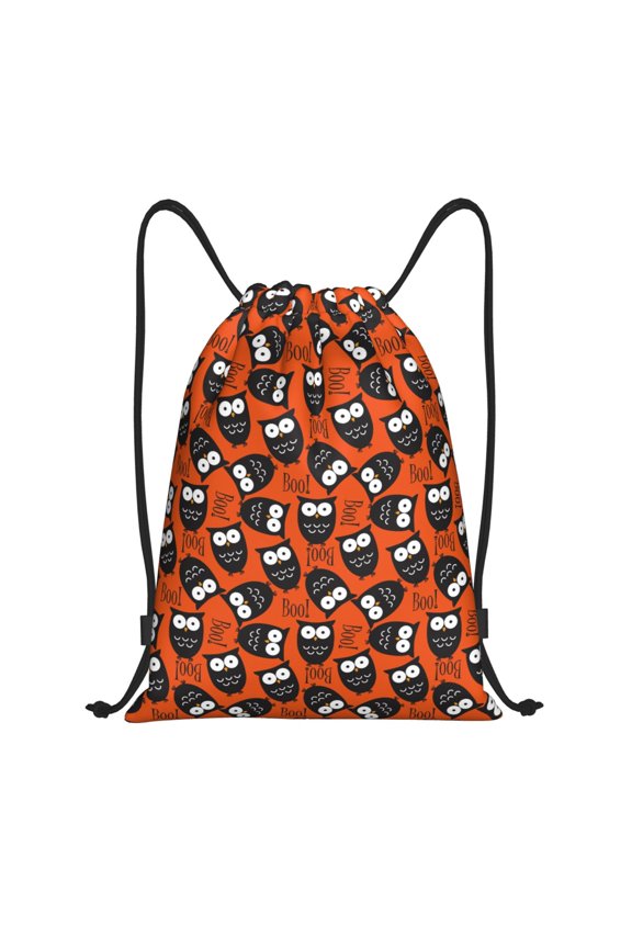 Drawstring Backpack - Owls And Boo Splash Proof Small Drawstring Gym Bag for Women Men, Cinch Sports String Bag Backpack for Travel Swimming Beach