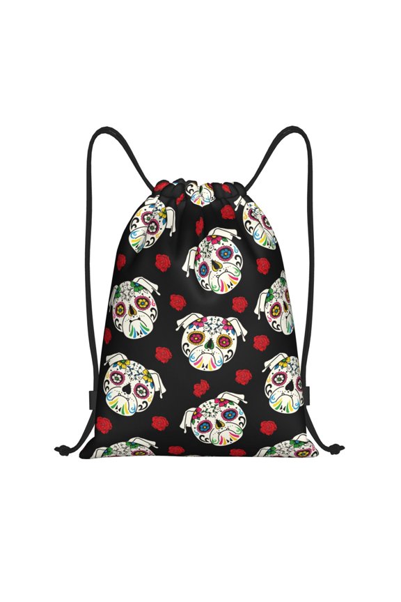 Drawstring Backpack - PUG Splash Proof Small Drawstring Gym Bag for Women Men, Cinch Sports String Bag Backpack for Travel Swimming Beach