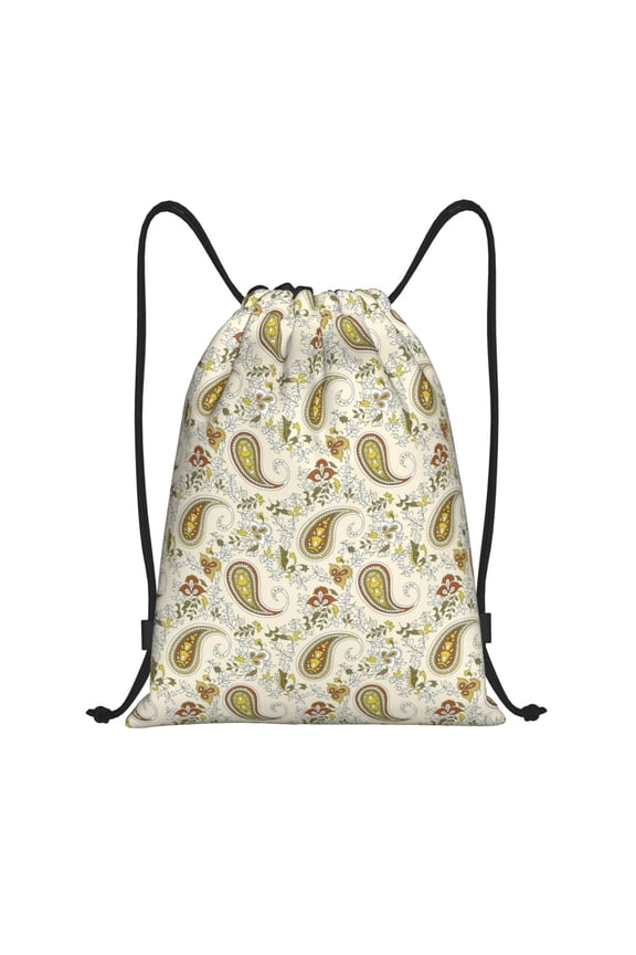 Drawstring Backpack - Paisley Pattern No.90106 Splash Proof Small Drawstring Gym Bag for Women Men, Cinch Sports String Bag Backpack for Travel Swimming Beach