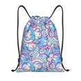 thumbnail image 1 of Drawstring Backpack - Paisley Pattern No.90107 Splash Proof Small Drawstring Gym Bag for Women Men, Cinch Sports String Bag Backpack for Travel Swimming Beach, 1 of 8