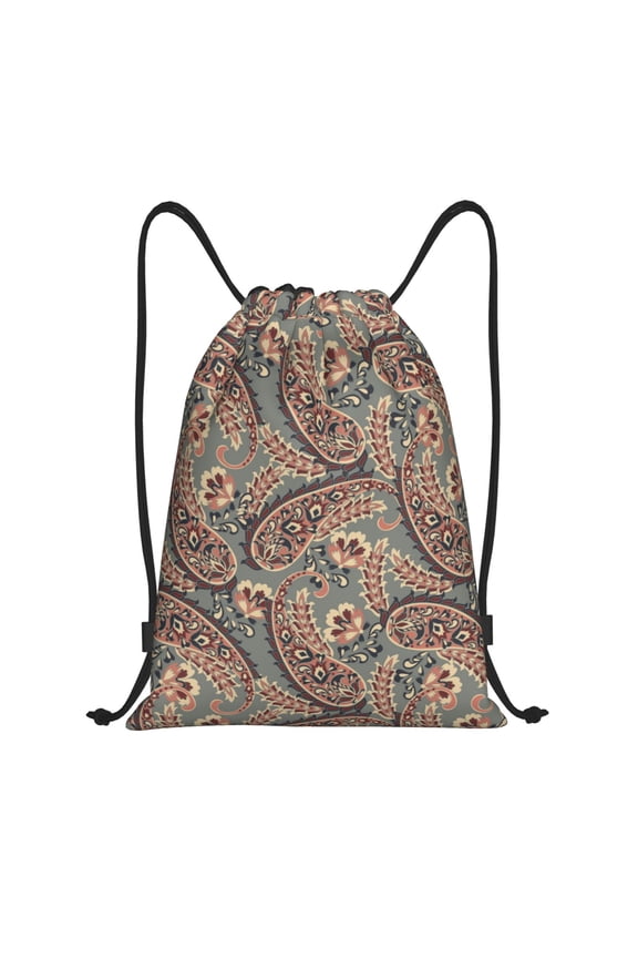 Drawstring Backpack - Paisley Pattern No.90127 Splash Proof Small Drawstring Gym Bag for Women Men, Cinch Sports String Bag Backpack for Travel Swimming Beach