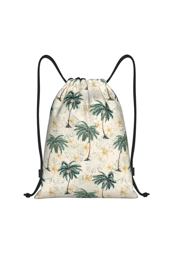 Drawstring Backpack - Palm tree_AC Splash Proof Small Drawstring Gym Bag for Women Men, Cinch Sports String Bag Backpack for Travel Swimming Beach