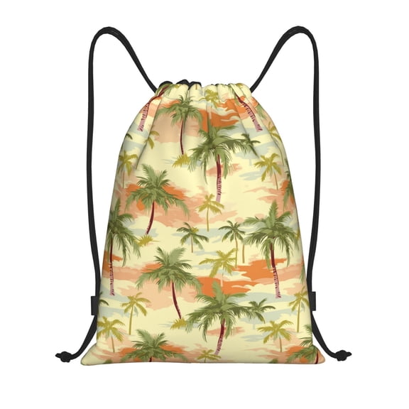 Drawstring Backpack - Palm tree_AO Splash Proof Small Drawstring Gym Bag for Women Men, Cinch Sports String Bag Backpack for Travel Swimming Beach