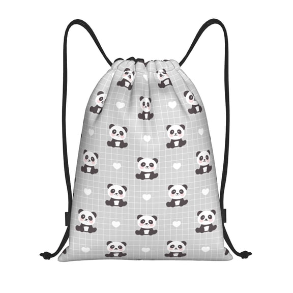 Drawstring Backpack - Panda Bear Splash Proof Small Drawstring Gym Bag for Women Men, Cinch Sports String Bag Backpack for Travel Swimming Beach