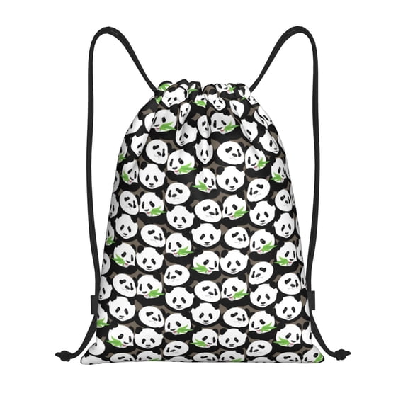 Drawstring Backpack - Panda Bear Splash Proof Small Drawstring Gym Bag for Women Men, Cinch Sports String Bag Backpack for Travel Swimming Beach