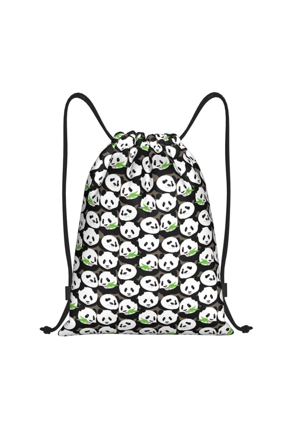Drawstring Backpack - Panda Bear Splash Proof Small Drawstring Gym Bag for Women Men, Cinch Sports String Bag Backpack for Travel Swimming Beach