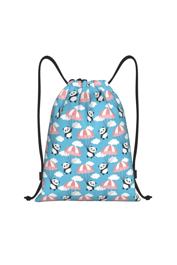 Drawstring Backpack - Panda Flying in the Sky Splash Proof Small Drawstring Gym Bag for Women Men, Cinch Sports String Bag Backpack for Travel Swimming Beach