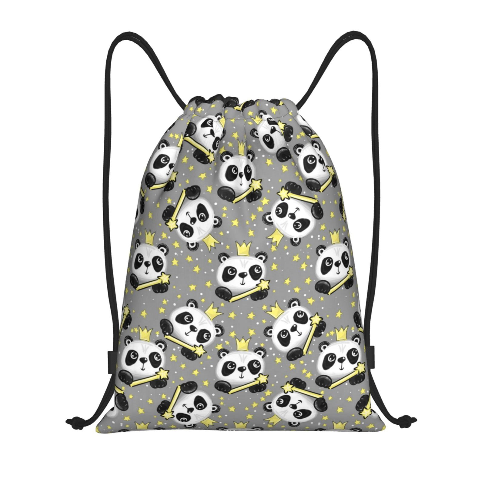 Drawstring Backpack - Panda With Crown And Stars Cheer Gym Bag for ...