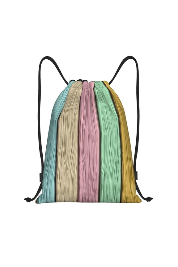 Drawstring Backpack - Pastel Wood Planks Splash Proof Small Drawstring Gym Bag for Women Men, Cinch Sports String Bag Backpack for Travel Swimming Beach