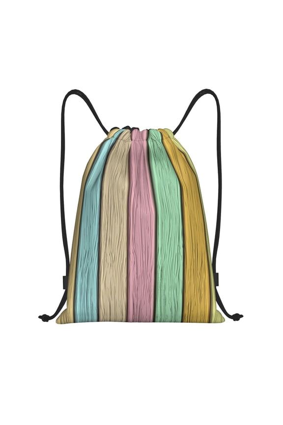 Drawstring Backpack - Pastel Wood Planks Splash Proof Small Drawstring Gym Bag for Women Men, Cinch Sports String Bag Backpack for Travel Swimming Beach