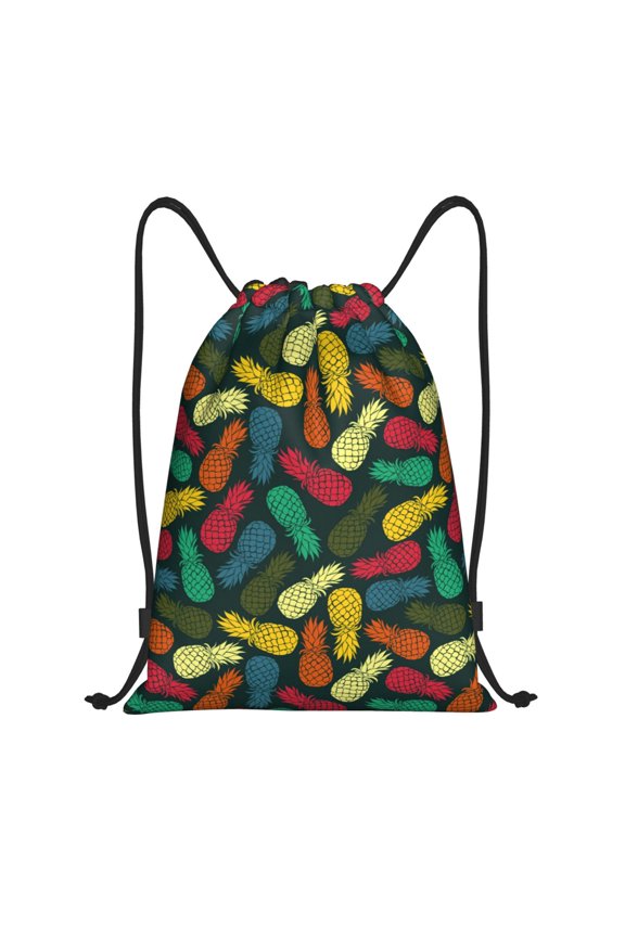 Drawstring Backpack - Pineapple Fruit Colorful Splash Proof Small Drawstring Gym Bag for Women Men, Cinch Sports String Bag Backpack for Travel Swimming Beach