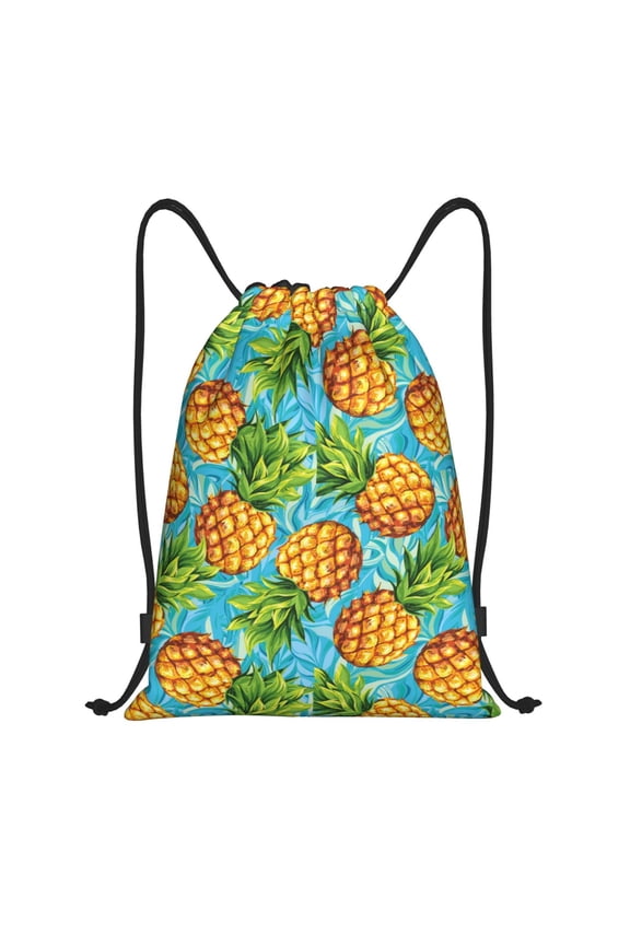 Drawstring Backpack - Pineapple Hawaiian Style Splash Proof Small Drawstring Gym Bag for Women Men, Cinch Sports String Bag Backpack for Travel Swimming Beach