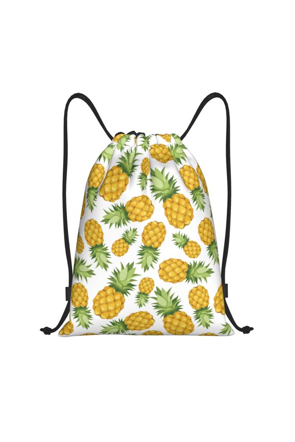Drawstring Backpack - Pineapple print Splash Proof Small Drawstring Gym Bag for Women Men, Cinch Sports String Bag Backpack for Travel Swimming Beach