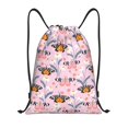 thumbnail image 1 of Drawstring Backpack - Pink Butterfly Daisy Splash Proof Small Drawstring Gym Bag for Women Men, Cinch Sports String Bag Backpack for Travel Swimming Beach, 1 of 8