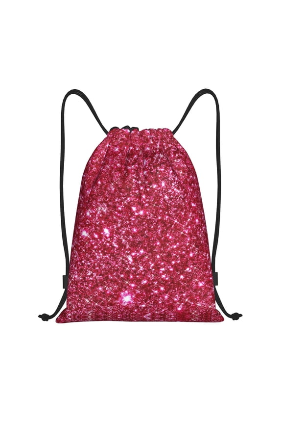 Drawstring Backpack - Pink Glitter Splash Proof Small Drawstring Gym Bag for Women Men, Cinch Sports String Bag Backpack for Travel Swimming Beach
