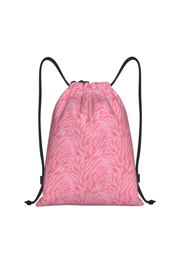 Drawstring Backpack - Pink Pattern Splash Proof Small Drawstring Gym Bag for Women Men, Cinch Sports String Bag Backpack for Travel Swimming Beach