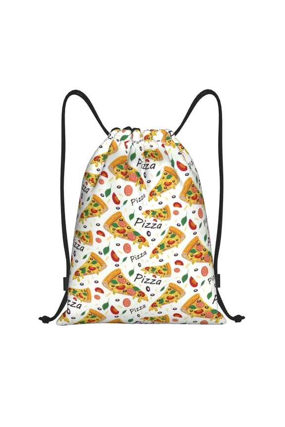 Drawstring Backpack - Pizza Slices Splash Proof Small Drawstring Gym Bag for Women Men, Cinch Sports String Bag Backpack for Travel Swimming Beach