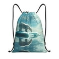thumbnail image 1 of Drawstring Backpack - Polar Bear On Iceberg Splash Proof Small Drawstring Gym Bag for Women Men, Cinch Sports String Bag Backpack for Travel Swimming Beach, 1 of 8