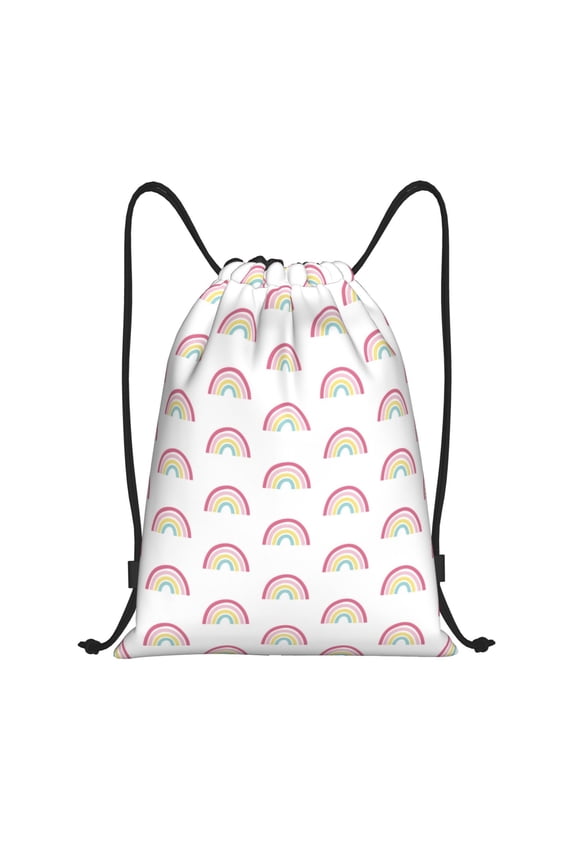 Drawstring Backpack - Rainbow print Splash Proof Small Drawstring Gym Bag for Women Men, Cinch Sports String Bag Backpack for Travel Swimming Beach