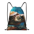 thumbnail image 1 of Drawstring Backpack - Realistic Turtle Splash Proof Small Drawstring Gym Bag for Women Men, Cinch Sports String Bag Backpack for Travel Swimming Beach, 1 of 8
