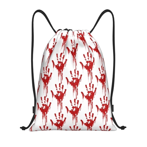 Drawstring Backpack - Red Bloody Scary Hands Splash Proof Small Drawstring Gym Bag for Women Men, Cinch Sports String Bag Backpack for Travel Swimming Beach