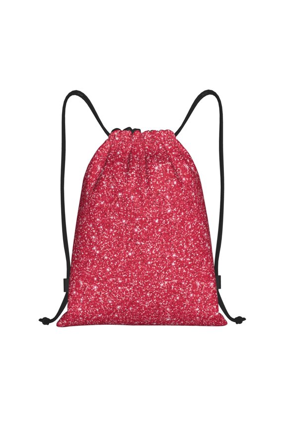 Drawstring Backpack - Red Glitter Lightning Print Splash Proof Small Drawstring Gym Bag for Women Men, Cinch Sports String Bag Backpack for Travel Swimming Beach
