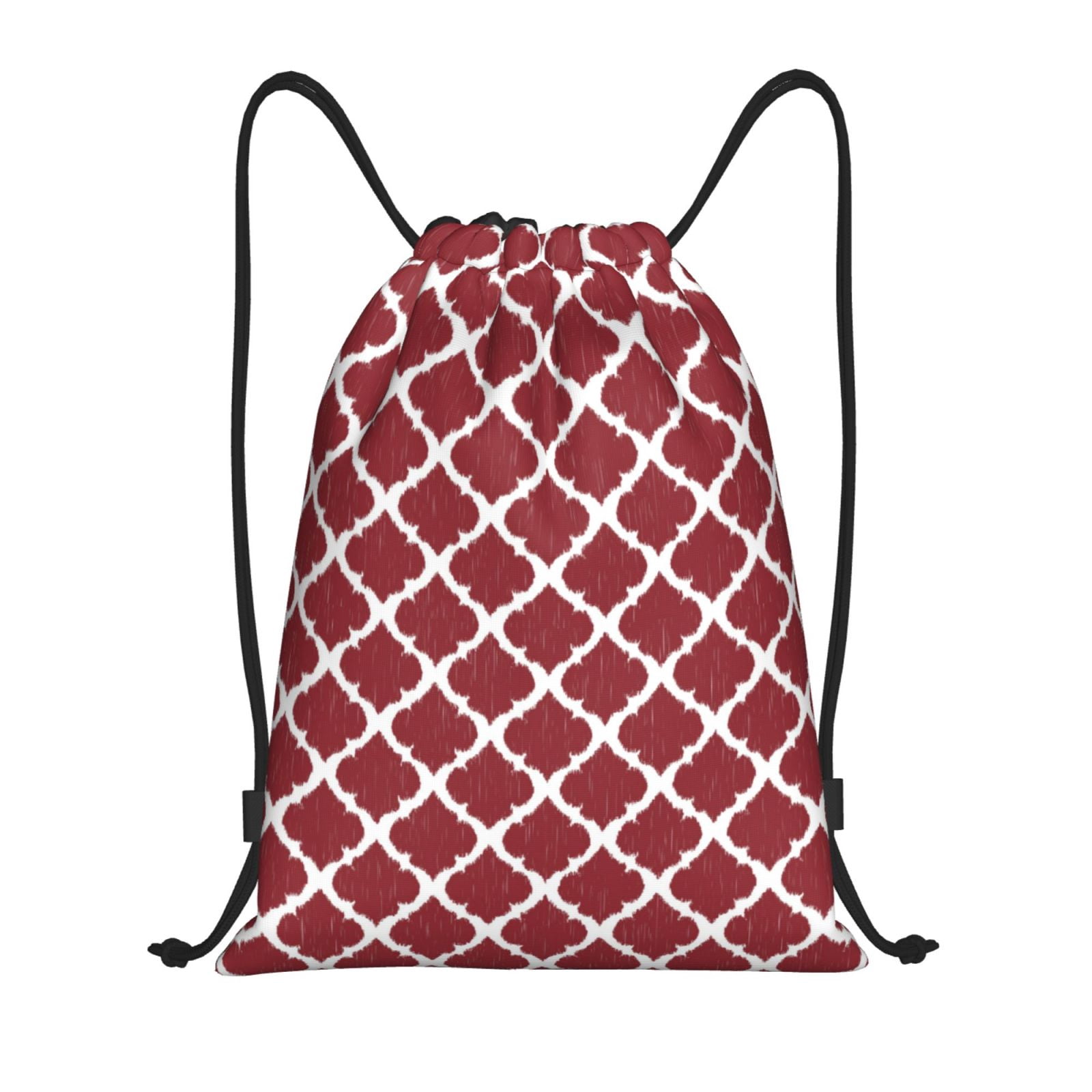 String Backpack Red Drawstring Backpack - Red Moroccan Splash Proof Small Drawstring Gym ...