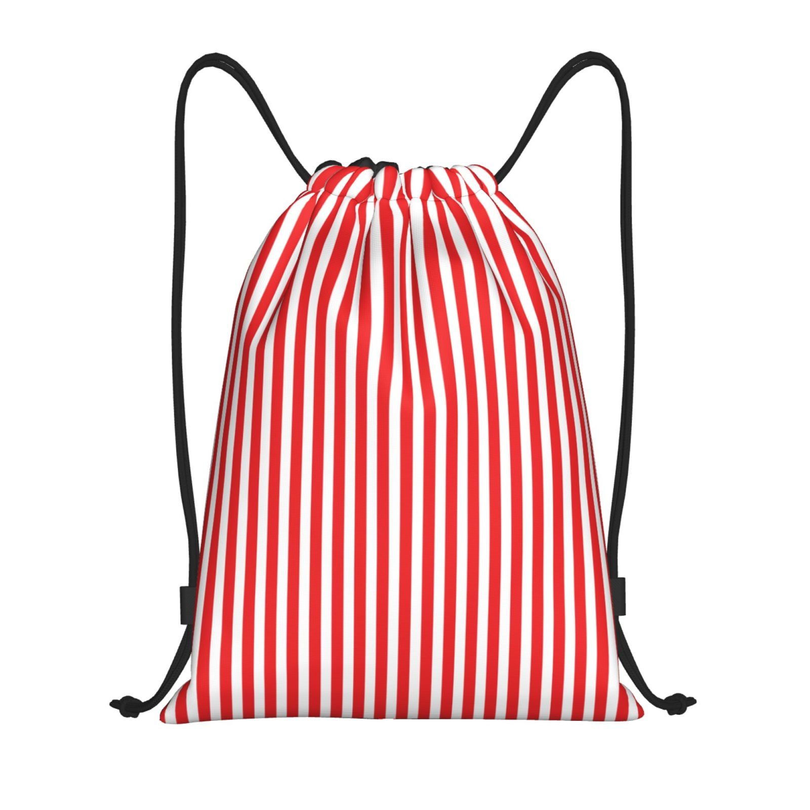 Drawstring Backpack, Red And White Stripes Light Waterproof Sports Gym ...
