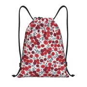 Drawstring Backpack - Red hawthorn Splash Proof Small Drawstring Gym Bag for Women Men, Cinch Sports String Bag Backpack for Travel Swimming Beach