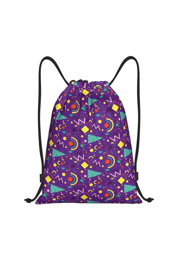 Drawstring Backpack - Retro 80s Style Splash Proof Small Drawstring Gym Bag for Women Men, Cinch Sports String Bag Backpack for Travel Swimming Beach