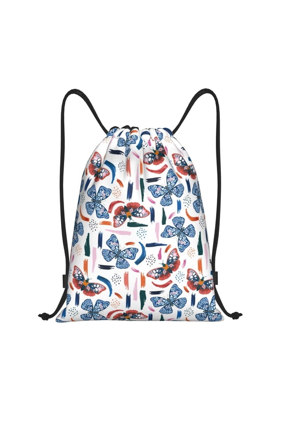 Drawstring Backpack - Retro Butterfly A Splash Proof Small Drawstring Gym Bag for Women Men, Cinch Sports String Bag Backpack for Travel Swimming Beach