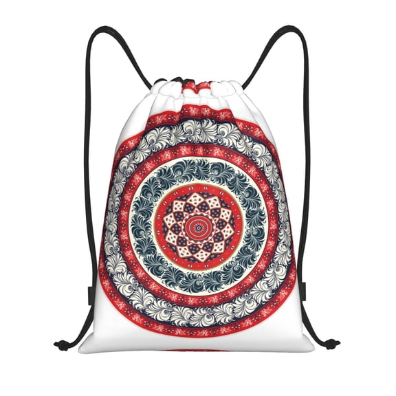 Drawstring Backpack - Round Design Splash Proof Small Drawstring Gym Bag for Women Men, Cinch Sports String Bag Backpack for Travel Swimming Beach
