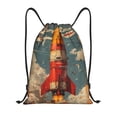 thumbnail image 1 of Drawstring Backpack - Rusty Rocket Launch Splash Proof Small Drawstring Gym Bag for Women Men, Cinch Sports String Bag Backpack for Travel Swimming Beach, 1 of 8