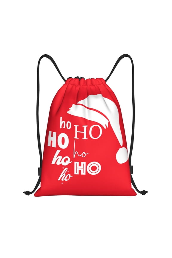 Drawstring Backpack - Saying Ho Ho Ho Splash Proof Small Drawstring Gym Bag for Women Men, Cinch Sports String Bag Backpack for Travel Swimming Beach