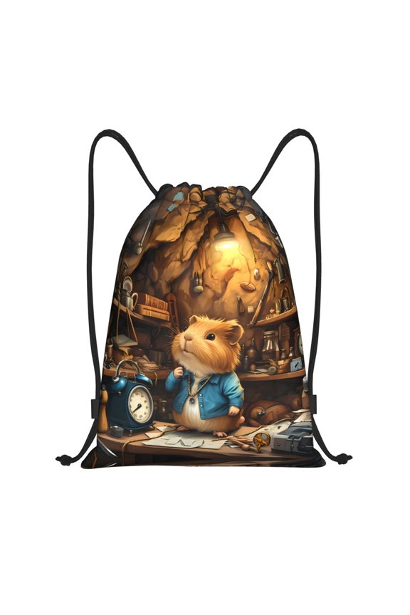 Drawstring Backpack - Scientist Guinea Pig Splash Proof Small Drawstring Gym Bag for Women Men, Cinch Sports String Bag Backpack for Travel Swimming Beach